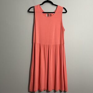 Old Navy Coral Halter Sundress Women’s L  Neck Tie Flowy Fit Summer Beach